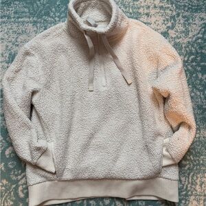 athleta sherpa pullover Sweatshirt Quarter Zip With Pockets Size medium Ivory